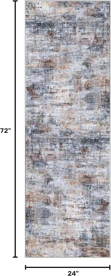 Abstract Runner Rug 2x6 Ft Washable Runners - Image 2
