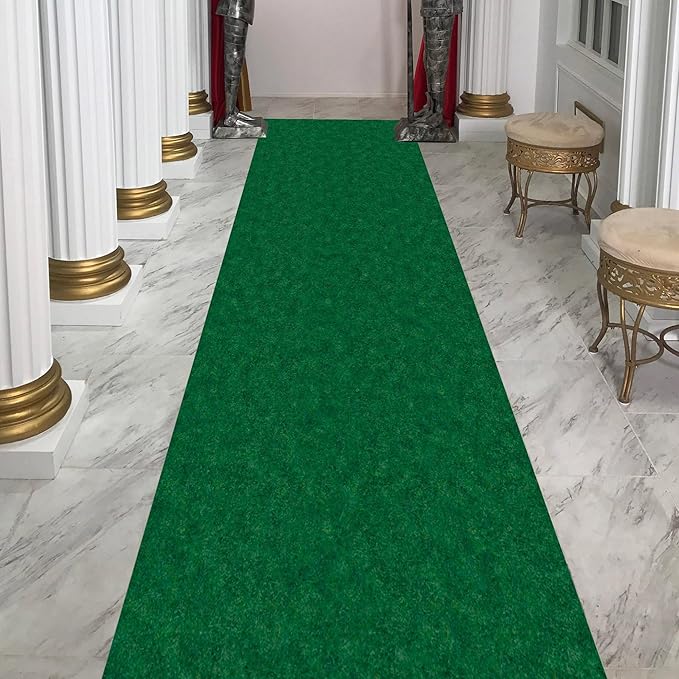 Ottomanson 2'7" x 29' Hallway Runner with Scraper Pile - Extra Durable Non-Slip Rug Mat for Indoor & Outdoor Use - Ideal for Kitchen, Entryway & Garage - High-Traffic Carpet, Green
