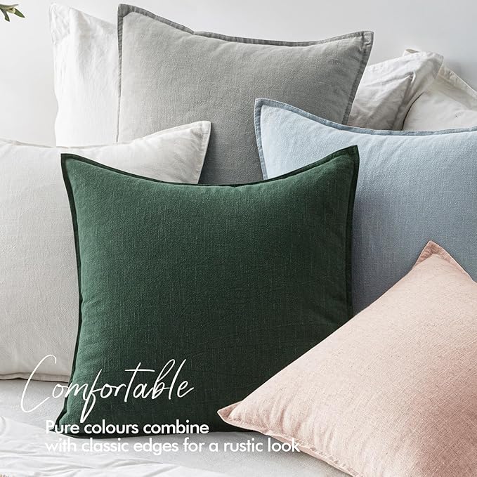 EMEMA Christmas Throw Pillow Covers Decorative Linen Pillow Covers 24x24 Inch Green Boho Farmhouse Neutral Couch Throw Pillows for Bed Pack of 2 Accent Pillowcase Modern Sofa Cushion Livingroom Home