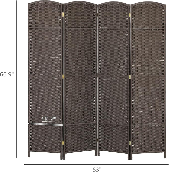 HOMCOM Room Divider 4 Panel Folding Privacy Screen 5.6' Tall White | - Image 7