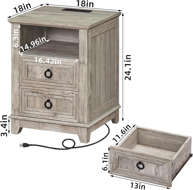 Joaxswe 18" Farmhouse Night Stand Set 2 - Image 3