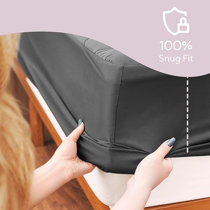 Hearth & Harbor 2 Pack California King Size Quilted Fitted Mattress Pad Cover, 100% Waterproof Mattress Protectors, Deep Pocket Fitted Mattress Cover 8" - 21" (72" x 84", Gray)