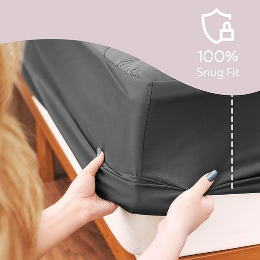 Hearth & Harbor 2 Pack California King Size Quilted Fitted Mattress Pad Cover, 100% Waterproof Mattress Protectors, Deep Pocket Fitted Mattress Cover 8" - 21" (72" x 84", Gray)