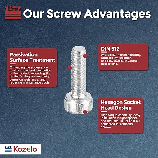 Kozelo 50pcs Socket Head Cap Screws - [M3-0.5 x 3mm] 304 Stainless Steel Allen Socket Drive for Electrical Motor 3D Printing Fan Engine Replacement Use, Silver