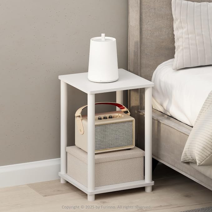 Furinno Turn-N-Tube Night Stand, 2-Tier Open Shelf Design Nightstand, Toolless - Image 2