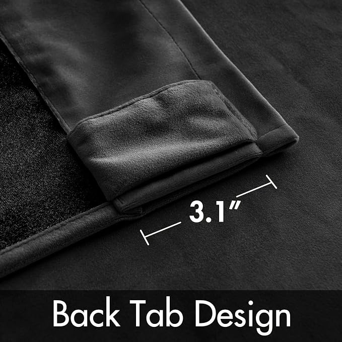 MIULEE Black Velvet Curtains 52x63 inches 2 Panels Luxury Blackout Curtains | - Image 3