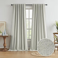 Linen Black Out Curtains 132 Inches 11 FT Long Back Tab Track System Curtains by KEQIAOSUOCAI