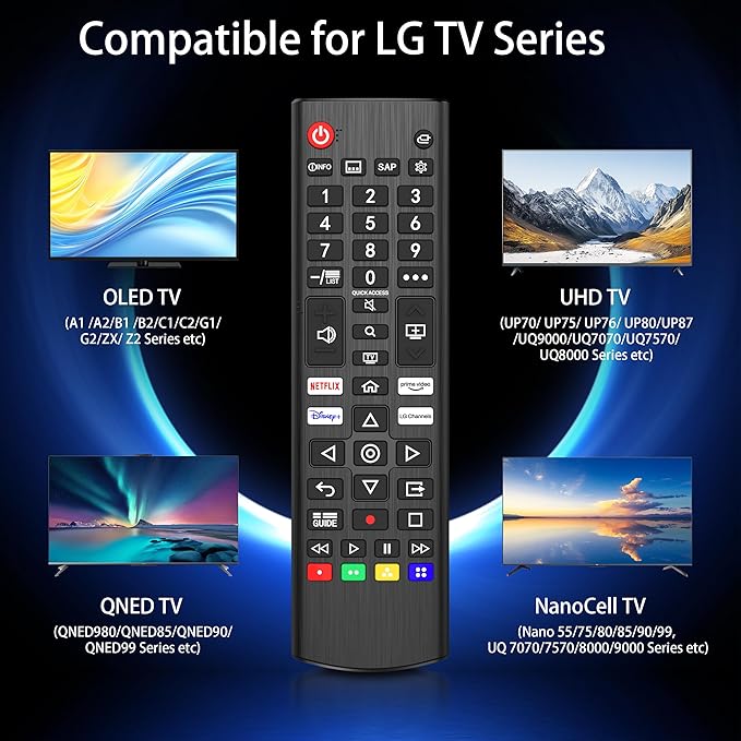 Universal Remote Control for LG Smart TV, Replacement Remove for LG Original AKB75095308 (Without Battery)