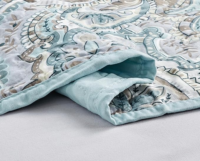 Grand Linen 3 Piece Oversized Lightweight All-Season Paisley Design Quilt Set - Image 8