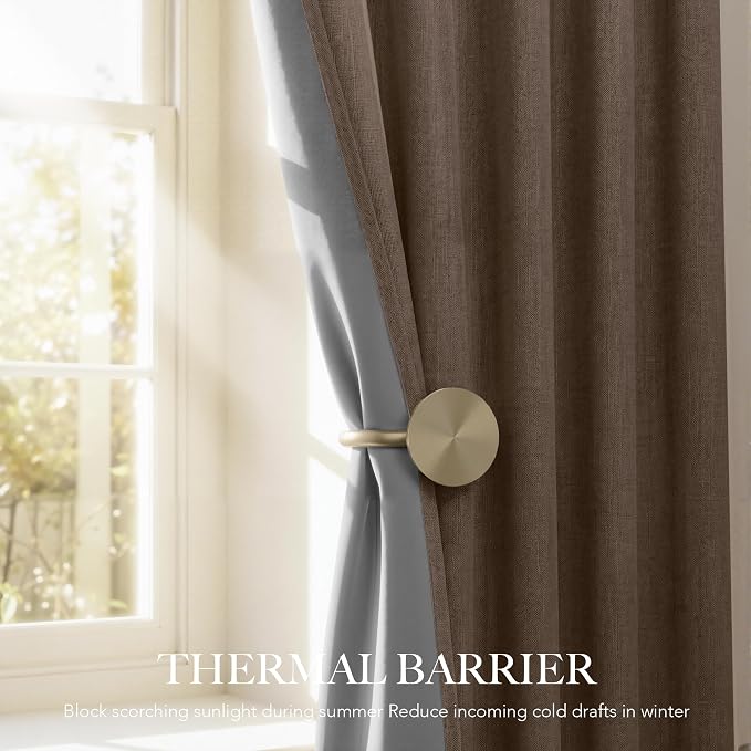 RYB HOME Brown 100% Blackout Curtains 84 Inches Long - Image 4