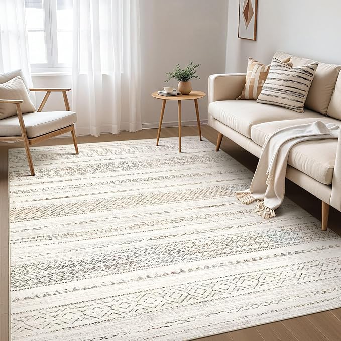 Nakagishi Boho 4x6 Area Rug Living Room Rugs Machine Washable Multi Color | Soft by NakagishiAreaRug