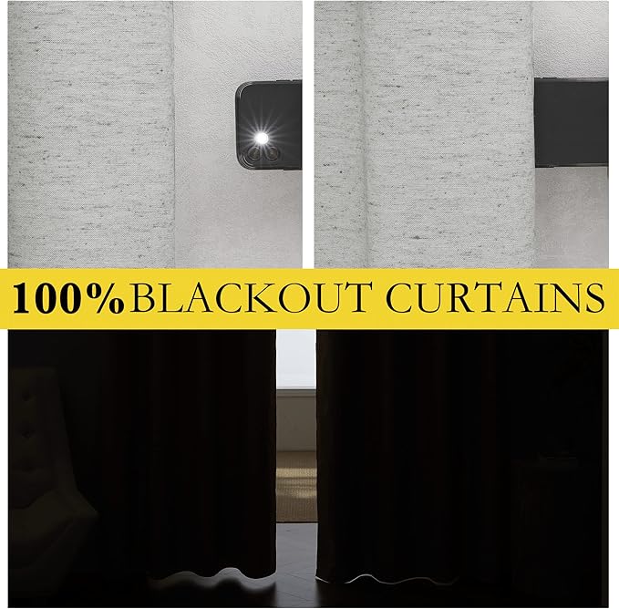 NICETOWN Grey Noise and Lights Block Out Curtains, 2 Panels, 34-inch W by - Image 2