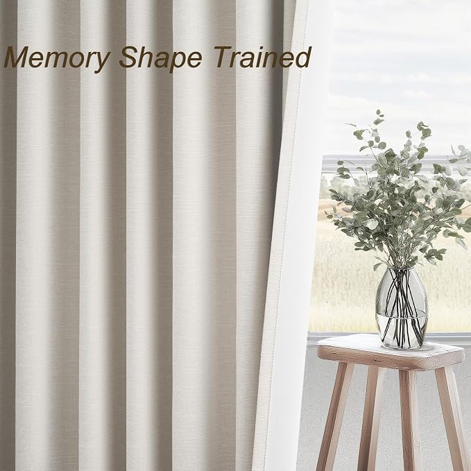 Topfinel 120 Inches Long Extra Long Pinch Pleat Faux Linen Curtains - Image 4