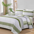 WONGS BEDDING Quilt Queen Size Olive Green, Bohemian Stripe Bedspread | 3 by WONGSBEDDING