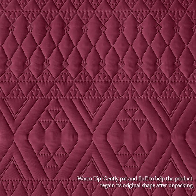 akkialla Twin Quilt Set, Burgundy Lightweight Microfiber Bedspread Coverlet - Image 8