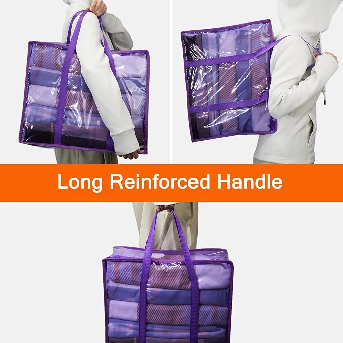 Purple 40L Clear Clothes Storage Bag Colorful Clothes Organizer - Image 4