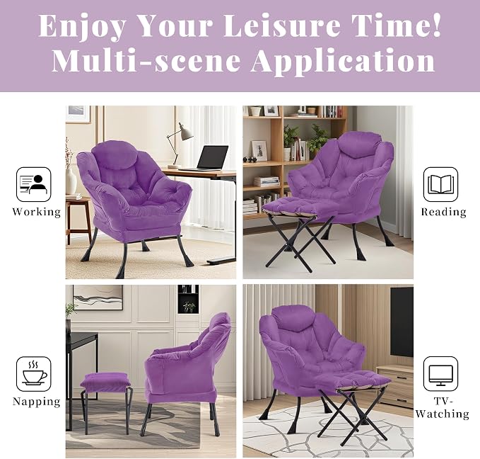 Lazy Chair with Ottoman, Comfy Reading Chair, Lounge Chair - Image 8