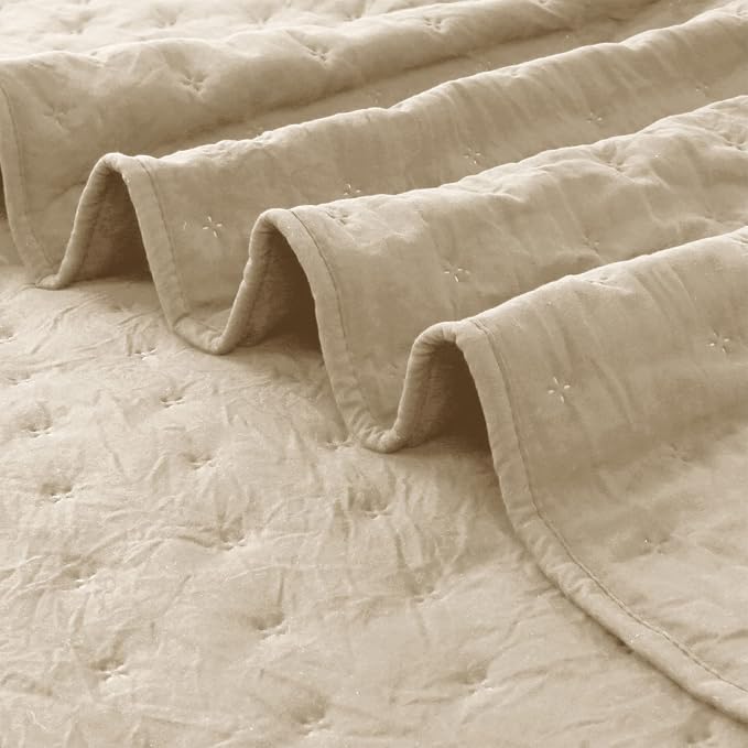 ROARINGWILD Beige Cloud King Size Quilt Bedding Sets - Image 8
