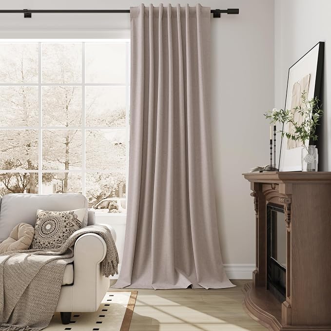 Taupe 100% Blackout Linen Curtains - Image 4