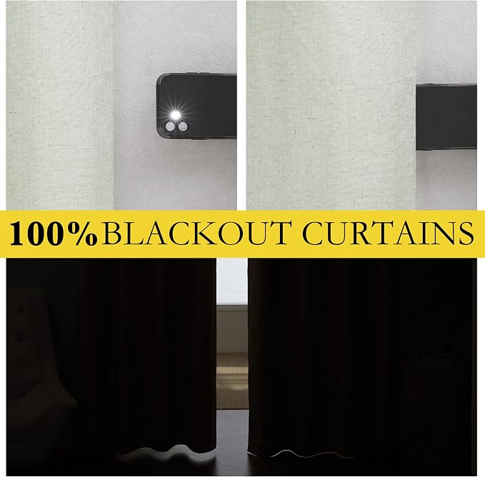 NICETOWN Sage Green Short Kitchen Linen Blackout Curtains 48 inches Length - Image 2