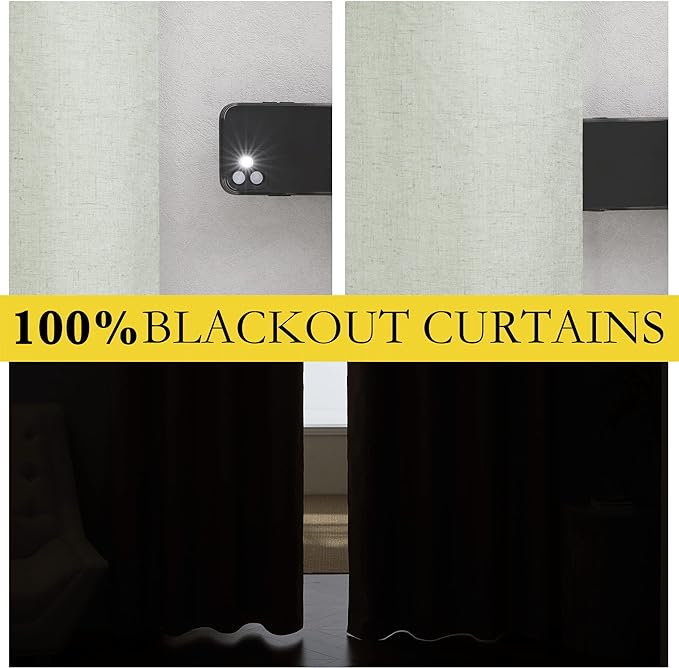 NICETOWN Cold Reducing Full Blackout Sage Green Linen Curtains 108 inches Length - Image 2
