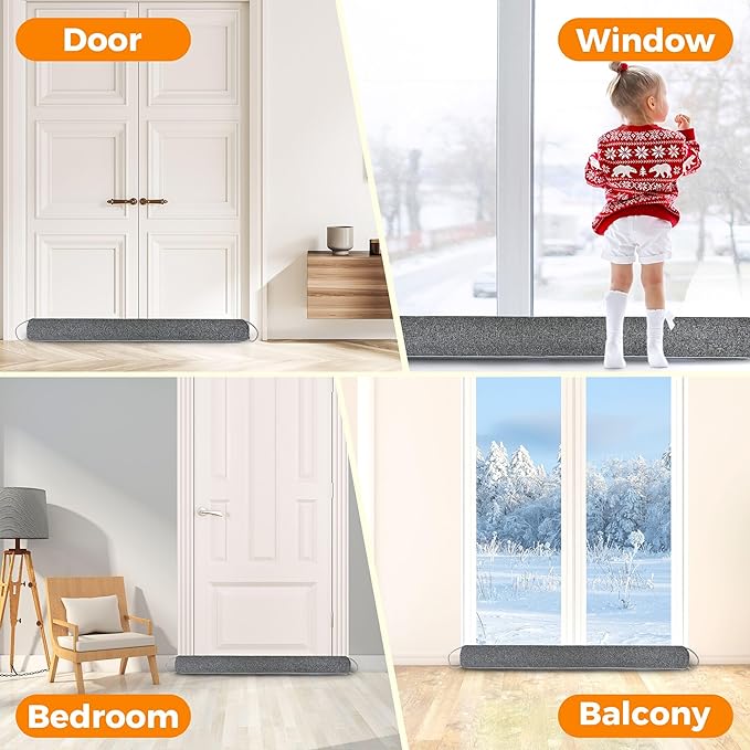 TORRAMI Under Door Draft Stoppers 36 Inch, Heavy Triangle Stop Draft Block Cold Air/Wind/Breeze Noise Blocker Door Sweeps Weather Stripping Bottom Seal Dark Gray