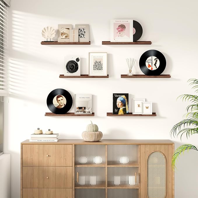 Floating Picture Ledge Shelves Set of 2, 16 Inch Solid Wood Wall Shelves - Image 2