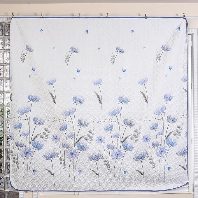 Dinjoy Quilt Set Queen, Flower Bedspread Coverlet Set - Image 3