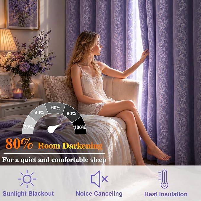 Yinhua Purple Blackout Curtains - Image 3