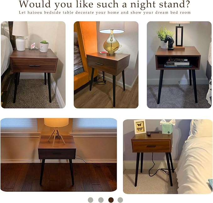HAIOOU Nightstands Set of 2, Mid Century Bedside Table - Image 10