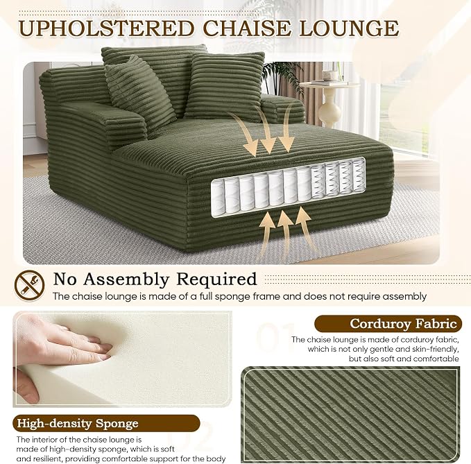 Oversized Chaise Lounge Chair Indoor, Comfy Fluffy Cloud Couch, Modern Deep - Image 4