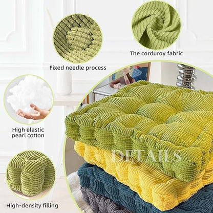 Meditation Floor Pillow Set of 2 Large Square and Round Floor Cushions for Adults Brown Corduroy Floor Seat Pillows Cushion for Living Room Balcony Tatami Yoga,18x18 Inch
