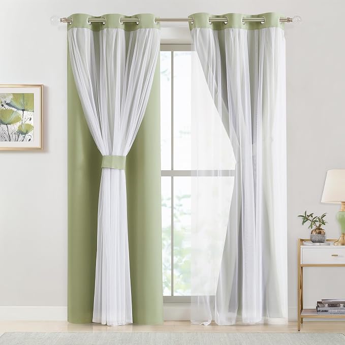 Bujasso Sage Green Blackout Curtains - Image 2