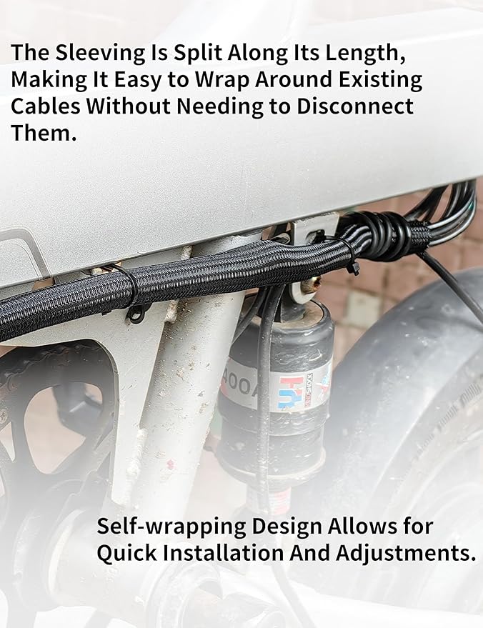 Cable Management Split Wire Loom Sleeve - Cord Hider & Protector for Desk, Pet Chew Proof, Wire Cover Organizer, Flexible Tube for Wires and Cables (1 & 1/2 Inch 10FT Each, Black)