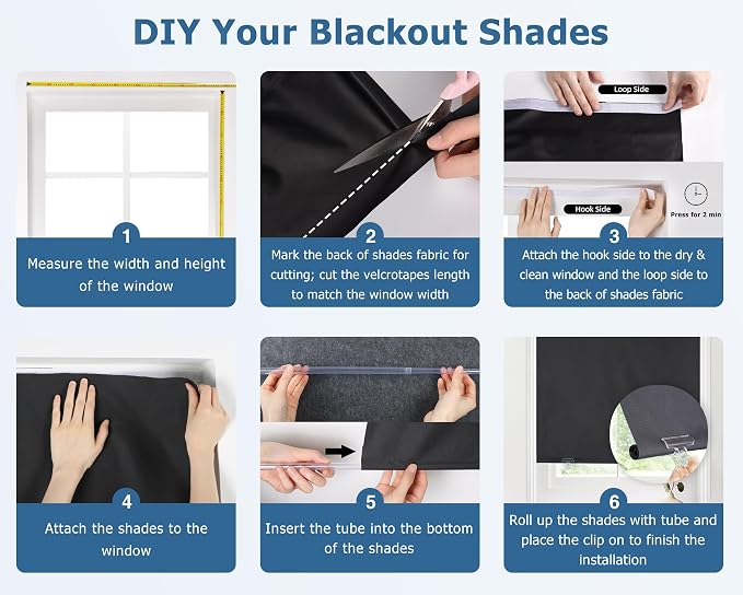 LazBlinds 100% Blackout Roller Shades, Cream | No tools No Drill Cordless Blinds - Image 4