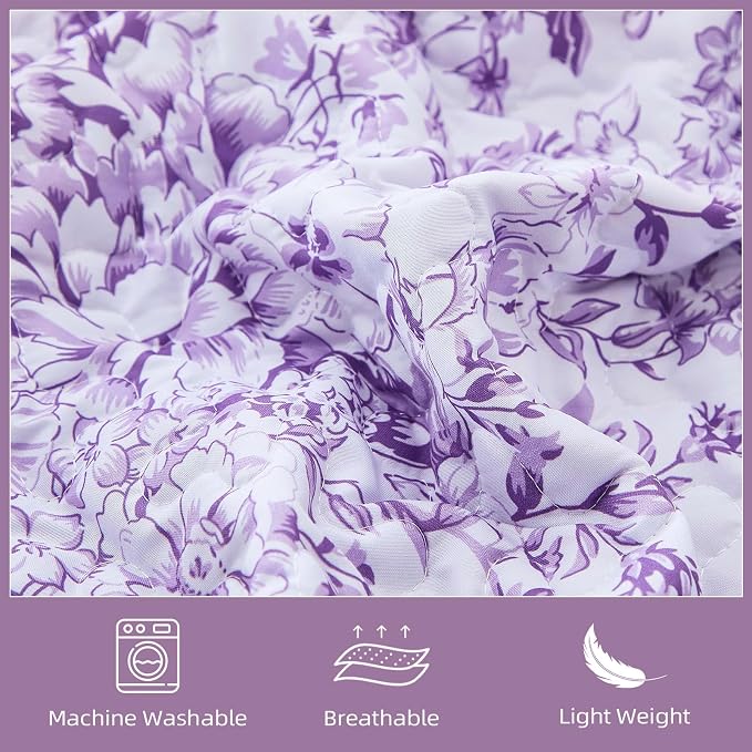 WONGS BEDDING Botanical Quilt King Size, 3 Pieces Bedspread Set, Polyester - Image 6