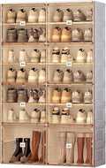 ANTBOX Portable Shoe Rack Organizer for Closet Entryway, Stackable Sneaker Storage Shoe Cabinet with Magnetic Clear Door, Large Plastic Storage containers Bins with Lids 7 Tiers 28 Pairs