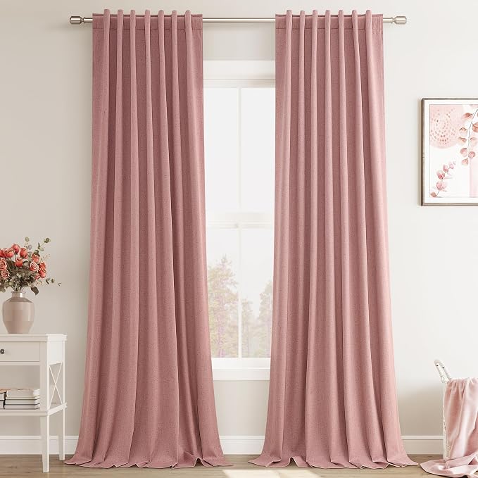 Joywell 100% Blackout Linen Curtains 108 Inch Long - Image 8