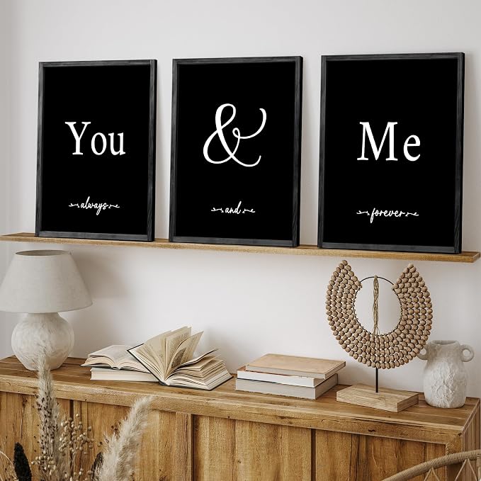 Houmury Set of 3 Framed Wall Decor Farmhouse Wall Art You & Me Always and - Image 9