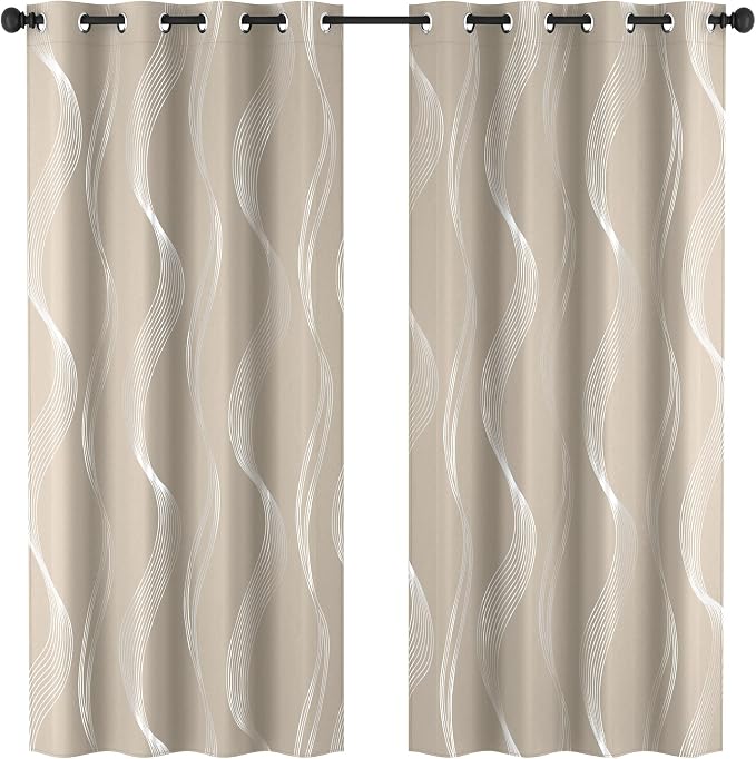 Deconovo Curtains for Living Room, Pattern Blackout Curtains 72 Inches Long | - Image 3