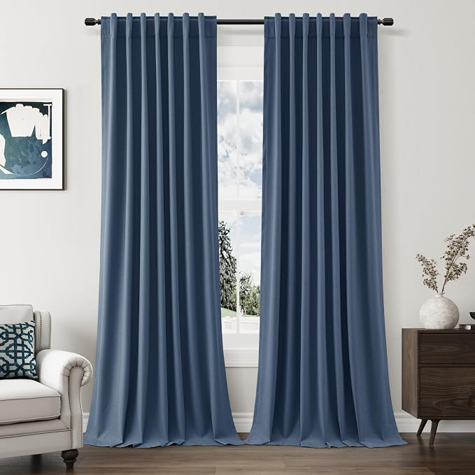 100% Blackout Curtains 108 Inch Length 2 Panels Set by Guken