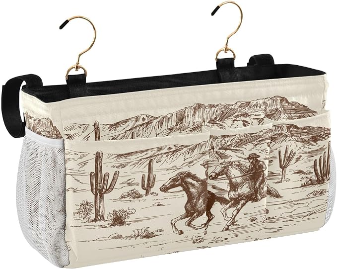 Western Cowboys tag8 Bedside Caddy Storage Bag Bedside Organizer by KOPIRIT