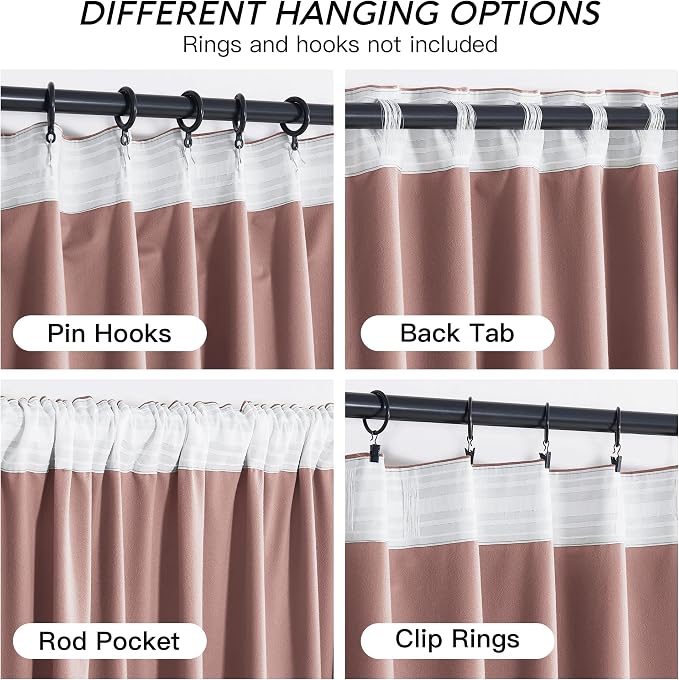 RYB HOME Dusty Pink Velvet Curtains - Image 4