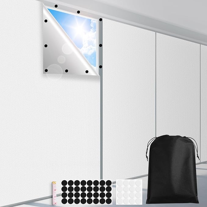FADOTY 100% Blackout Curtains, No Drill, Sun Heat Light Blocker by FADOTY