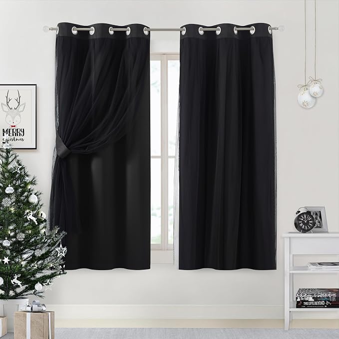 Bujasso Black Blackout Curtain Panels - Image 9