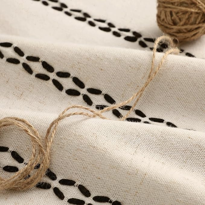 Beige 100% Boho Blackout Curtains 90 Inch 2 Panels - Image 4