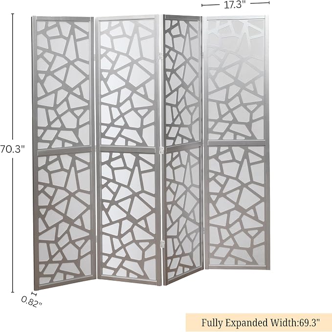 Roundhill Furniture Giyano 4 Panel Screen Room Divider - Image 6
