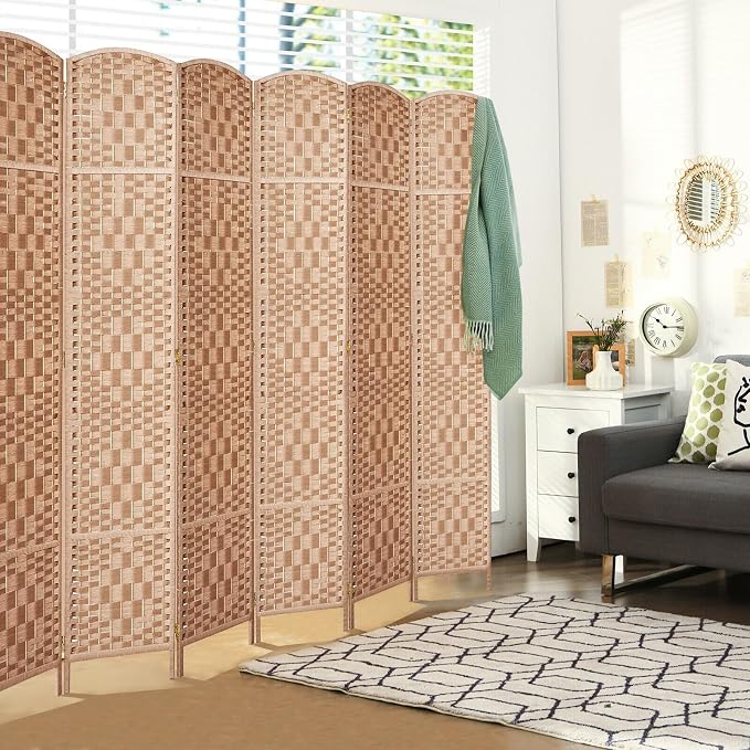 RHF Room Divider Panel, 6Panel Partition Room Dividers, Wall Divider, Natural | - Image 2