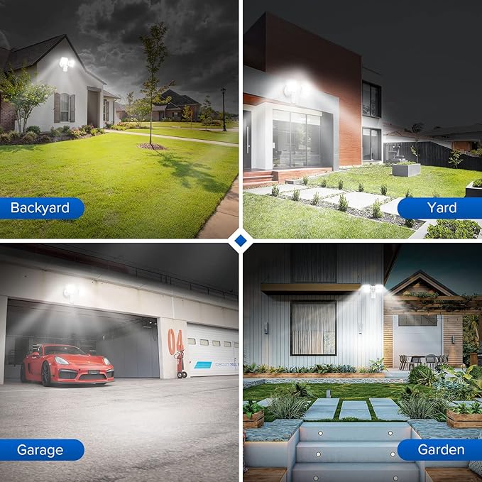SANSI 36W 3600LM Motion Sensor Outdoor Lights, 50,000 Hrs Lifespan LED Flood Light Outdoor Motion Sensor, 350W Equiv 5000K Dusk to Dawn IP65, Super Bright for Yard Garage, White, Wired