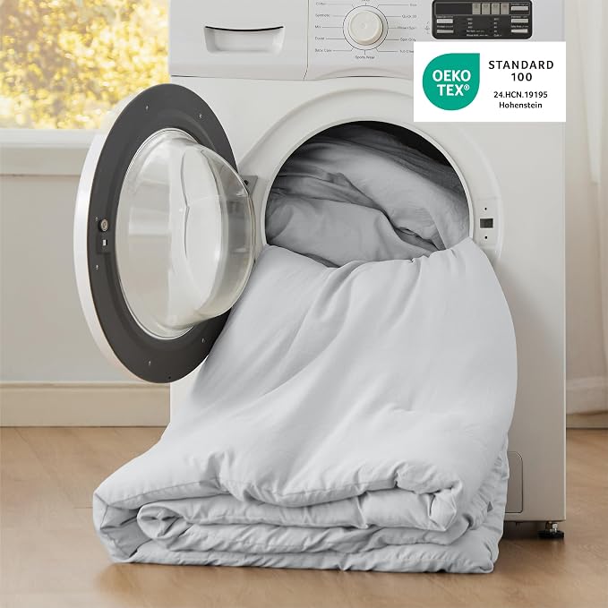 Bedsure Twin/Twin XL Comforter Set, Light Grey Soft Prewashed Bedding - Image 5
